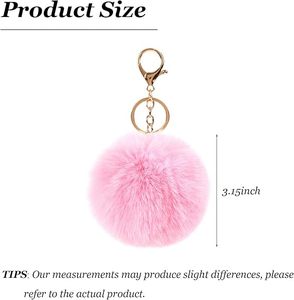 Porte-clés Pompon Coloré en Fausse Fourrure de Lapin, Anneau de Clé de Voiture en Peluche Douce, Breloque de Sac à Main - Product Image 6