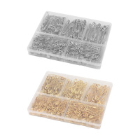 Vente Flash Transfrontalière : Lot de 320 Épingles de Sûreté Brodées en PVC Résistantes à l'Eau, Dorées/Argentées, Multi-Spécifications Mixtes