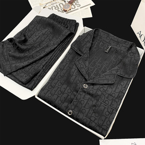 Set <span class=keywords><strong>Pigiama</strong></span> Premium in Seta Ghiaccio per <span class=keywords><strong>Uomo</strong></span>, Cardigan a Maniche Lunghe e Pantaloni, Abbigliamento da Casa Leggero e di Lusso per Giovani, Primavera-Autunno - Product Image 4