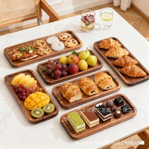 Japanese Style Rectangular Wooden <b>Tray</b> Acacia Wood For Desserts Fruits Coffee <b>Tea</b> Serving - Product Image 4