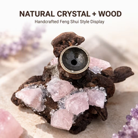 Vente en gros magnifique support en forme de grappe de cristal d'améthyste sphère de pierres précieuses de guérison naturelle avec support en bois poli de style Feng Shui