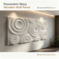 Panneau mural en bois ondulé paramétrique, décoration murale sculptée en 3D, relief artistique, revêtement pour l'intérieur de la maison, salon, hall d'hôtel, vente en gros
