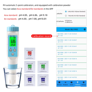 Medidor de pH, EC e Temperatura BLE-9902 Inteligente com Bluetooth, Tipo Caneta, Testador de Qualidade da Água para Hidroponia e Aquários, Plástico Personalizável OEM - Product Image 4