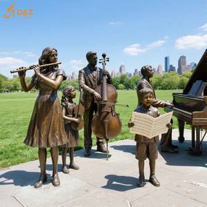 Sculpture publique extérieure grandeur nature de bronze Musicien Family Statues fabriquées à partir de <span class=keywords><strong>D</strong></span> & Z Foundry - Product Image 5