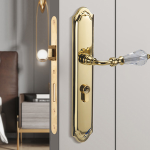 Nhà Sản Xuất Brass Phòng Ngủ Cửa Khóa Pha Lê Retro Rắn Gỗ Cửa Xử Lý Khóa Thiết Lập Mà Không Cần Chìa Khóa Cửa Khóa - Product Image 3