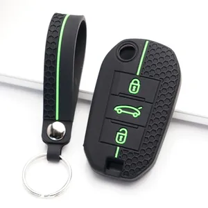 Coque de clé de voiture en silicone, porte-clés pour <span class=keywords><strong>Peugeot</strong></span> <span class=keywords><strong>2008</strong></span> 308 T9 208 pour Citroën Berlingo <span class=keywords><strong>2019</strong></span> C3 Cactus Picasso C4l C5 X7 C8 - Product Image 3