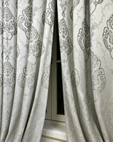 Rideaux de fenêtre en jacquard 100% polyester, motif floral damassé européen, motif vintage symétrique, élégance et grandeur