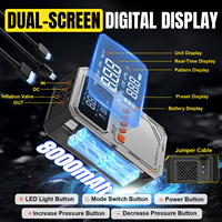 Démarreur de saut Compresseur d'air 12-24V Portable (9L Essence/8L Diesel) 150PSI Arrêt automatique Gonfleur de pneus Affichage numérique LED