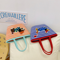 Sac fourre-tout de grande capacité pour femmes ouvert dessin animé chien motif mignon chiot coton cordon sac de plage tissé à la main accessoire pour dames