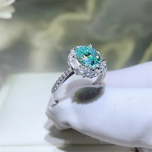 Green Moissanite Ring for Lady <strong>Diana</strong> S925 Silver Design European-American Fashion Style Colorful Stones - Product Image 5
