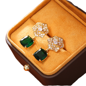 Pendientes Clásicos de Oro Laminado con Circonita Natural - Elegantes Joyas Colgantes con Piedras Preciosas para Unisex, Nuevos Accesorios de Moda para Pendientes - Product Image 2