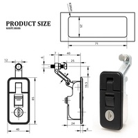 Serrure de porte à bouton-poussoir à déclenchement de grande taille, en alliage de zinc, à levier de compression, pour panneau, serrure de camion, capot, coque de camping-car