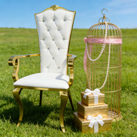 <strong>Best</strong> <strong>Selling</strong> Golden <strong>Stainless</strong> <strong>Steel</strong> Armrest Soft Back Throne <strong>Chair</strong> Bjflamingo Banquet King and Queen Cheap Gold Wedding <strong>Chairs</strong>