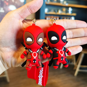 Porte-clés en silicone 3D Deadpool personnalisé de haute qualité, silhouette en caoutchouc souple PVC avec mousqueton en fer PU - Product Image 2