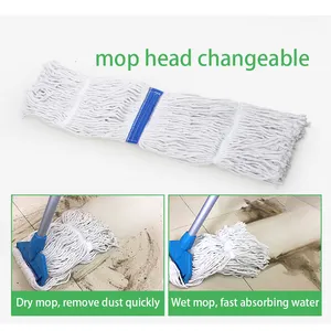 Mop 2021 2024 Hot Sale Blue Cut Out String Floor Cleaning Mop Good Effect Household Cotton Round Wet Flat Mop Microfiber Mop Head