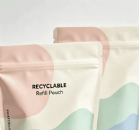 Pochette refermable en PE recyclable, écologique, à haute barrière, thermoscellable, en matériau unique certifié GRS, avec logo personnalisé imprimé, faible MOQ