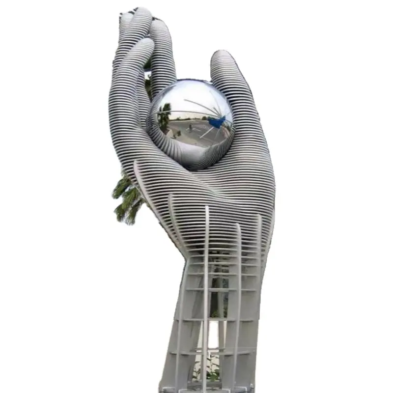 Large -Scale Outdoor Art Decoration Stainless Steel Sculpture Outdoor Creative Metal Stainless Steel Hand Sculpture For Decor