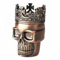 Broyeur à herbes manuel 3 couches Classic Crown King Skull en plastique et alliage de zinc