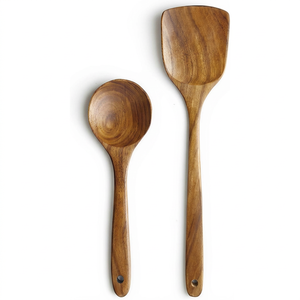 Juego de Utensilios de Cocina de Madera Natural de 1 Pieza, Cucharas y Espátulas Ecológicas SOFIYA CRAFT, Solo Lavar a Mano - Product Image 1
