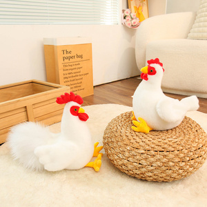 ตุ๊กตาไก่ขาวเหมือนจริง ของเล่นนุ่มนิ่ม ไก่คู่รักน่ารัก ของขวัญตกแต่งบ้าน - Product Image 3