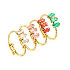 Anillos de Acero Inoxidable con Baño de Oro de 18k, Ajustables, con Zirconia de Colores, Resistentes al Agua, para Mujer, Venta al Por Mayor - Product Image 5