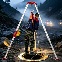 Trépied de sauvetage 500 kg, ensemble complet, 2,14 m, système d'entrée en espace confiné, treuil manuel, corde de 10 à 30 m, ceinture de sécurité à cinq points, CE