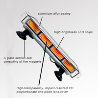 12V Bernsteinfarbene LED-Warnleuchte mit Saugnapfhalterung Verkehrsleitlicht Stroboskoplicht für Abschleppwagen Nutzfahrzeuge