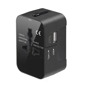 Worldwide Portable Travel Adaptor Wall AC Power Plug Adapter With Dual USB Ports