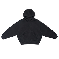Sweat à capuche unisexe surdimensionné à fermeture éclair intégrale, style streetwear décontracté, épaules tombantes, coton Air Layer 550 GSM, poids lourd