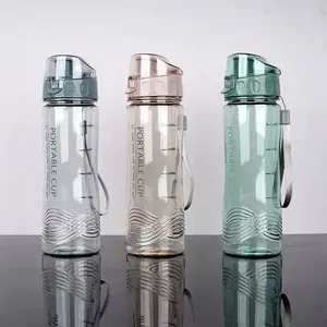 Botellas de plástico con logotipo personalizado, 16oz, BPA-FREE, roop con mango