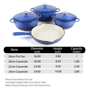 Ensemble de casseroles en <span class=keywords><strong>fonte</strong></span> <span class=keywords><strong>émaillée</strong></span> avec poignées rondes, certifié FDA LFGB, compatible avec tous les types de cuisinières, logo personnalisé - Product Image 6