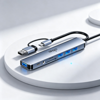 Adaptateur convertisseur, extension USB avec fente pour carte SD TF, prise casque 3,5 mm, USB-C 8-en-1 pour connexion multi-systèmes aux ordinateurs portables