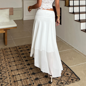 กระโปรงทรงเอไลน์ยาวระดับเข่า ลายดอกไม้สไตล์จีนใหม่ ผ้าตาข่ายพิมพ์ลาย แห้งเร็ว ระบายอากาศดี เหมาะสำหรับวันพักผ่อน - Product Image 6