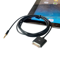 Cable adaptador de entrada AUX para coche, blanco y negro, para iPod, iPad, iPhone, conector macho de 30 pines a estéreo de 3,5 mm para ordenadores iOS, con blindaje trenzado