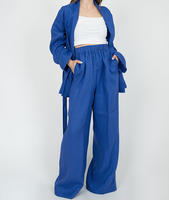 Ensemble de vêtements pour femmes à la mode personnalisée, cardigan en coton et lin, ensemble 2 pièces avec pantalon long et ceinture, décontracté pour l'hiver