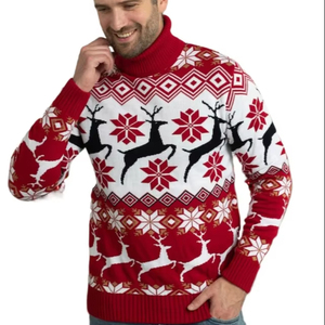 Vente en gros unisexe col rond renne flocon de neige pull noël hommes chandails - Product Image 1