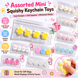 Mini <b>Squishy</b> Keychain Toys Soft Mochi Feel Cute Bag Charms Assorted Styles for Bulk Orders - Product Image 1