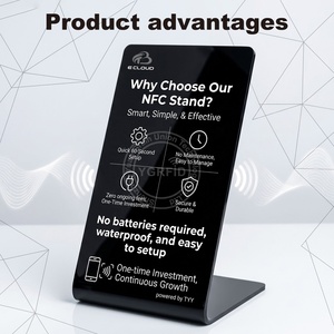 Support NFC Google Review avec <span class=keywords><strong>code</strong></span> <span class=keywords><strong>QR</strong></span>, présentoir en acrylique, mini-étiquette <span class=keywords><strong>RFID</strong></span> ISO pour avis d'entreprise, hôtels, 860-960 MHz - Product Image 3