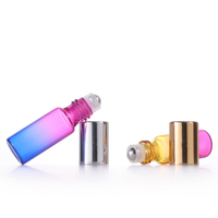 Flacon vide en verre dégradé fantaisie de 1 ml, 2 ml, 3 ml, 5 ml, 10 ml pour parfum ou huile essentielle avec bille roulante en acier et porte-clés