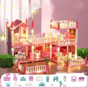 Maison de poupée DIY géante, meubles miniatures, vente en gros, magnifique château-villa à assembler pour filles - Product Image 3