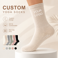 Chaussettes de yoga personnalisées OEM, chaussettes de Pilates à étiquette privée avec grip antidérapant en silicone pour femmes, studio de fitness, faible MOQ