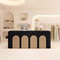 Mostrador de Recepción de Madera Sólida Moderno y Personalizado de Alta Calidad, Mesa de Caja Comercial Rectangular con Almacenamiento, Tamaño y Logotipo Personalizables