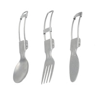 Ensemble de couteau, fourchette et cuillère pliants en acier inoxydable, portable, multifonctionnel, pour le camping et les pique-niques