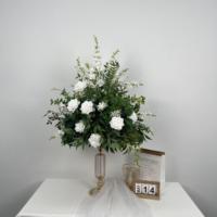 Centre de table personnalisable fait main en fleurs artificielles de soie rose pour décoration de mariage et fête d'anniversaire (vente en gros)