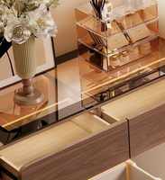 Nouvelle table de maquillage/coiffeuse de chambre d'hôtel en bois massif, style mi-moderne, avec miroir éclairé / Commode de rangement minimaliste à poser au pied du lit, modèle 2026