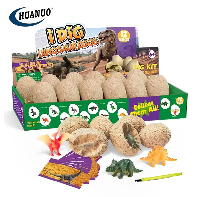 Çocuklar eğitim arkeoloji bilim kök oyuncaklar 12 adet dinozor yumurtası dig kit yumurta oyuncak