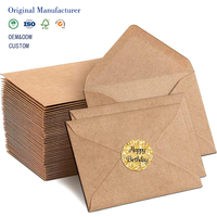Enveloppes Kraft avec autocollant doré scintillant Joyeux Anniversaire, papier brun, cartes cadeaux, vente en gros, papeterie d'invitation