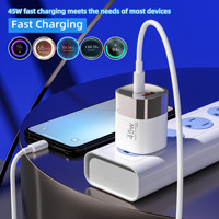 Chargeur USB-C GaN 45W avec prise EU US UK, charge rapide USB Type C PD 45W, charge rapide QC3.0, adaptateur mural