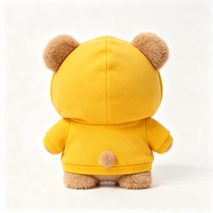 Orsetto di peluche alla moda <span class=keywords><strong>con</strong></span> cappuccio, morbido e soffice, in pelliccia riccia, <span class=keywords><strong>con</strong></span> <span class=keywords><strong>felpa</strong></span> gialla <span class=keywords><strong>con</strong></span> coulisse - Product Image 5