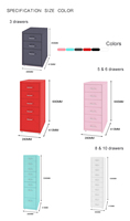 Armoire de classement mobile en acier à 3 tiroirs grande capacité personnalisée, conception anti-poussière pour hôpital, maison, bureau, atelier, chambre